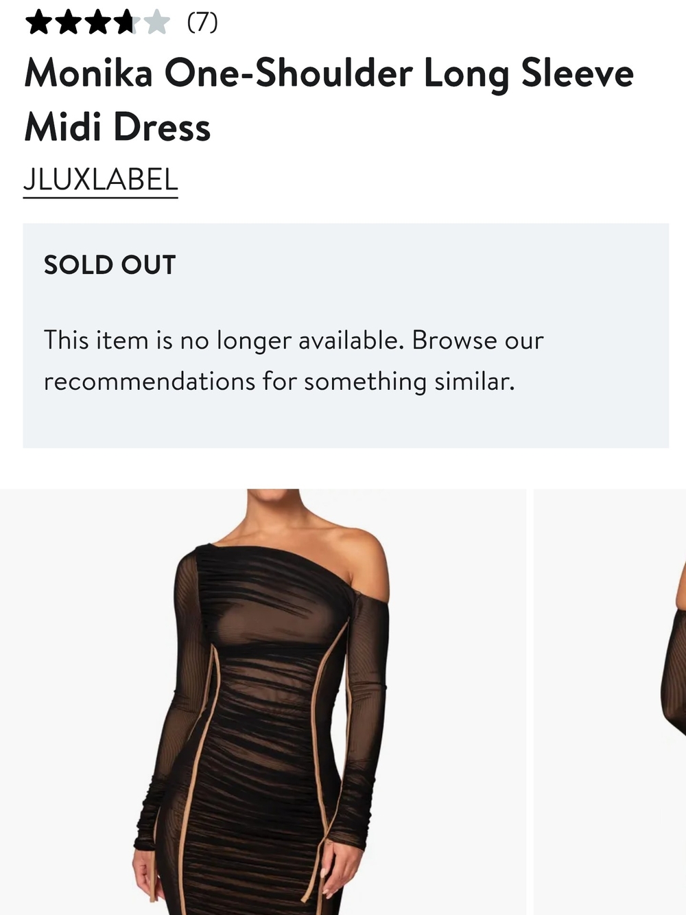 Black Asymmetric Ruched Dress with Contrast Trim